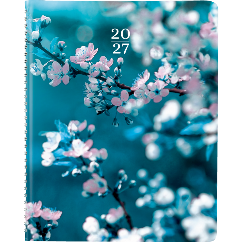 Blueline® Essential Weekly Planner Soft Cover 10-3/4" x 8-1/2" Bilingual Cherry Blossoms