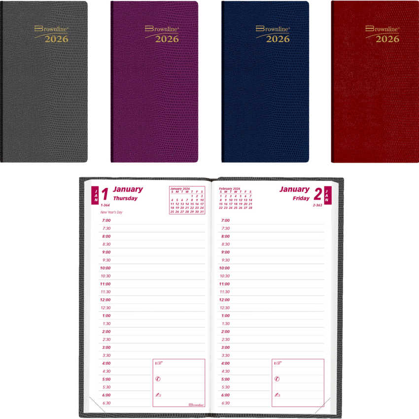 Brownline® Traditional Daily Pocket Diary 6" x 3-1/8" Assorted English