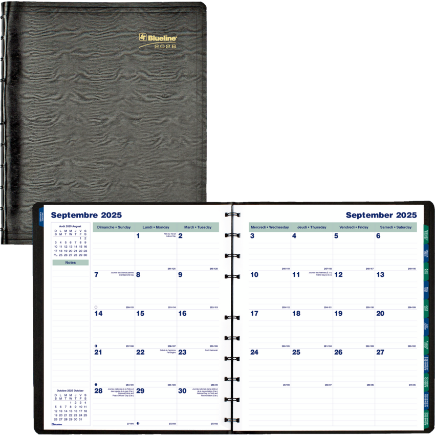 Blueline® MiracleBind™ Monthly Planner Soft Cover 11" x 9-1/16" Bilingual Black