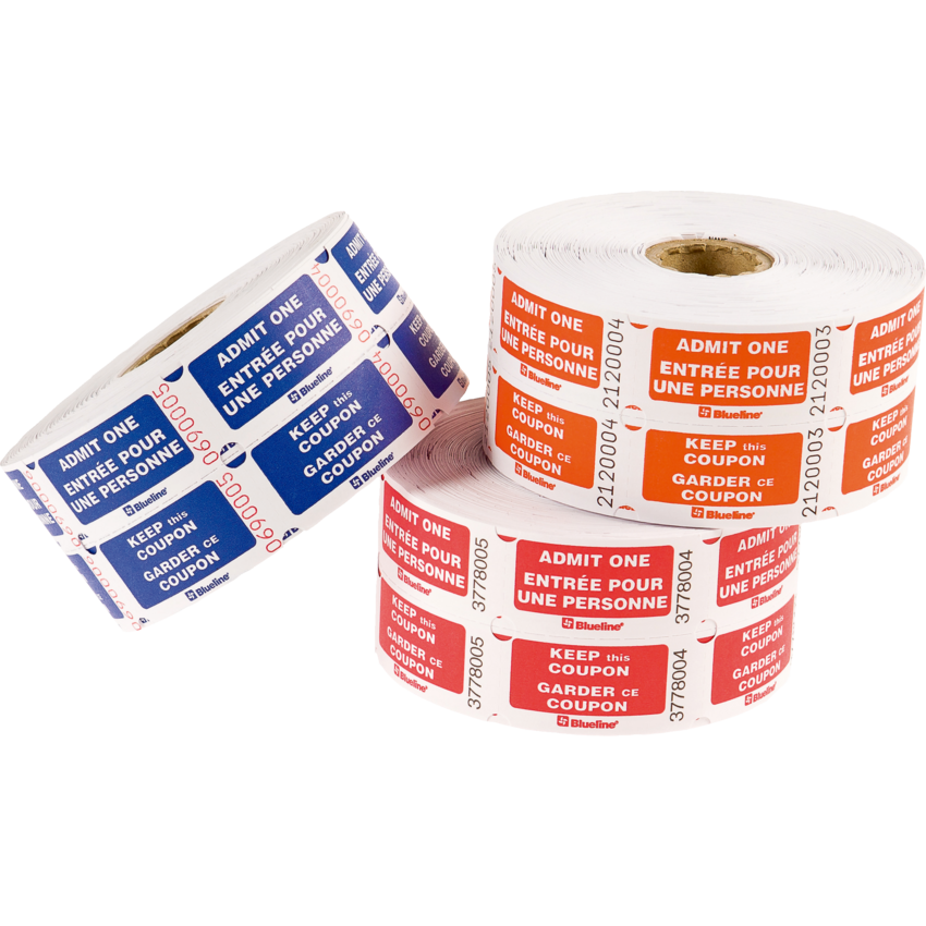 Blueline® Admission Tickets Double Bilingual 1,000/roll