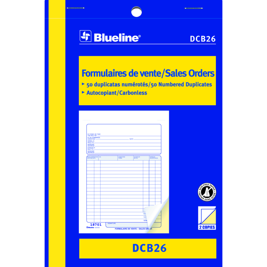 Blueline® Carbonless Sales Orders 2-part 5-3/8x8" Bilingual