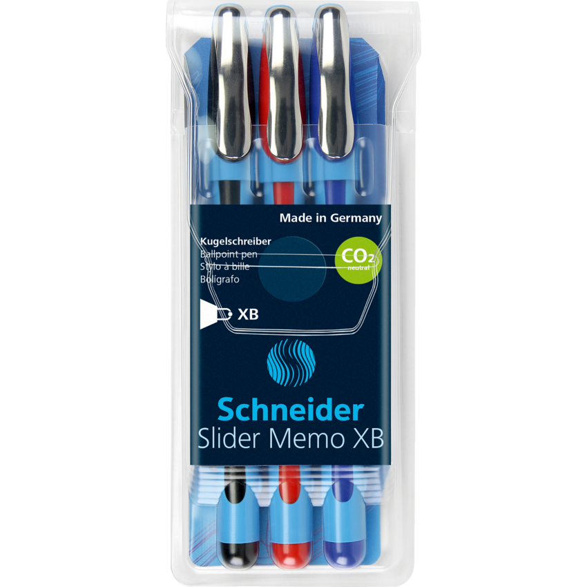 Schneider Slider Memo Ball Point Pens Extra Broad Assorted Colours 3/pkg