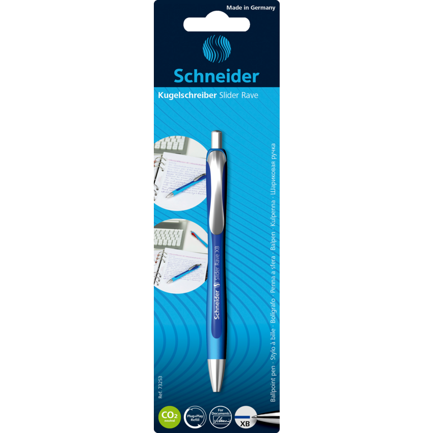 Schneider Slider Rave Retractable Ball Point Pen Extra Broad Blue