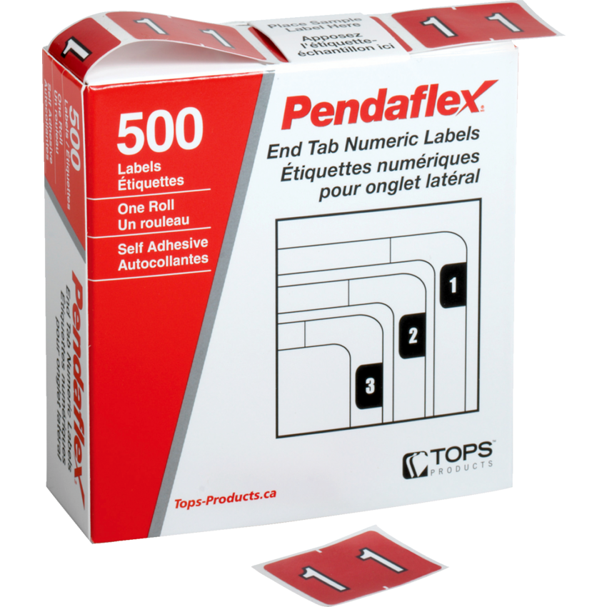 Pendaflex® Numeric Labels #1 Red 500/box