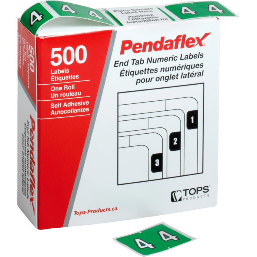 Pendaflex® Numeric Labels #4 Light Green 500/box