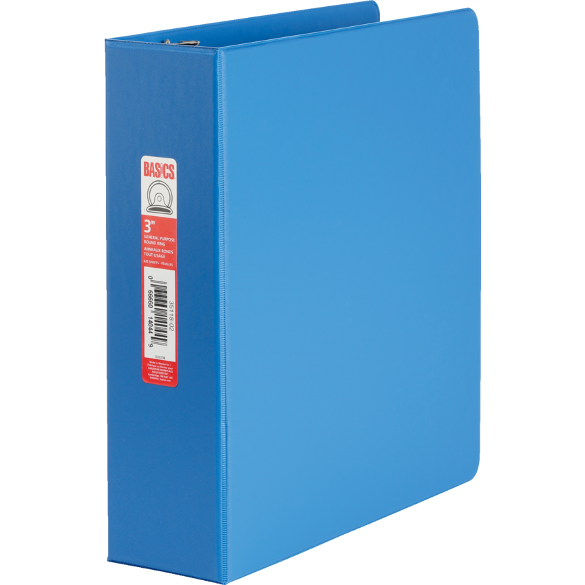 Basics® Round Ring Binder 3" Blue