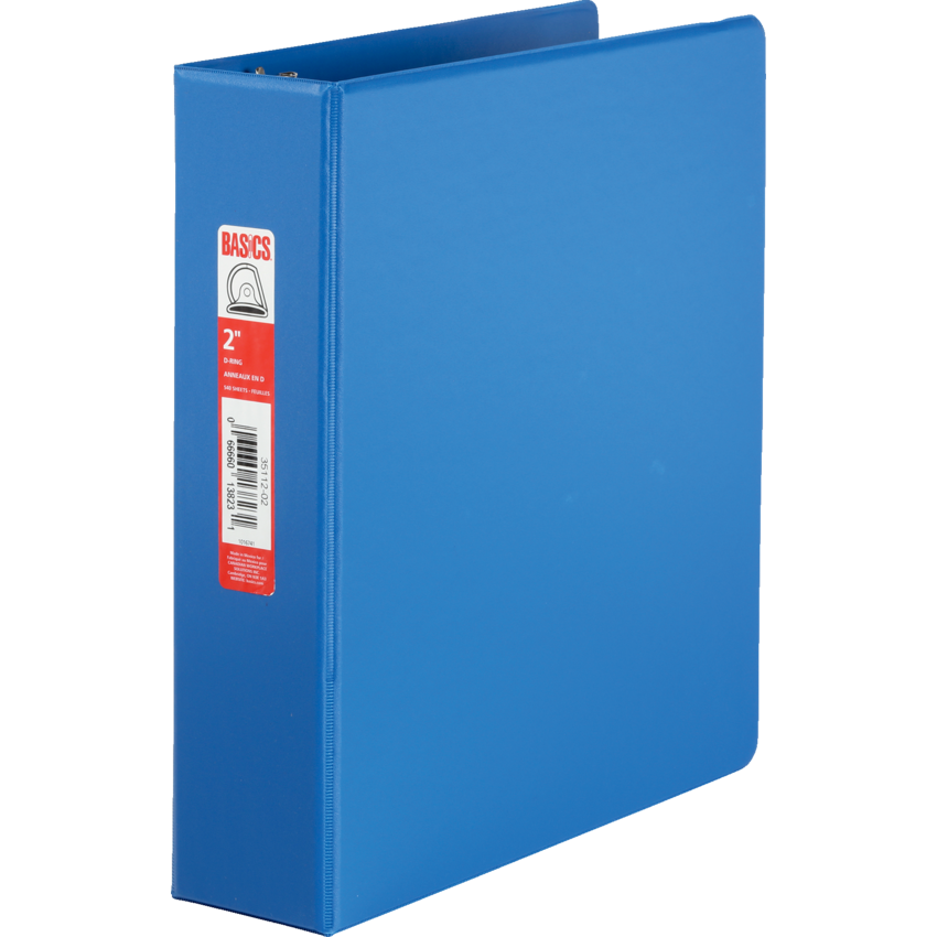 Basics® D-Ring Binder 2" Blue