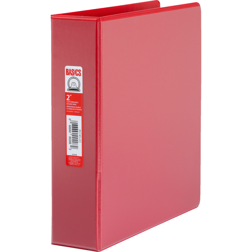 Basics® Customizable Round Ring Binder 2" Red