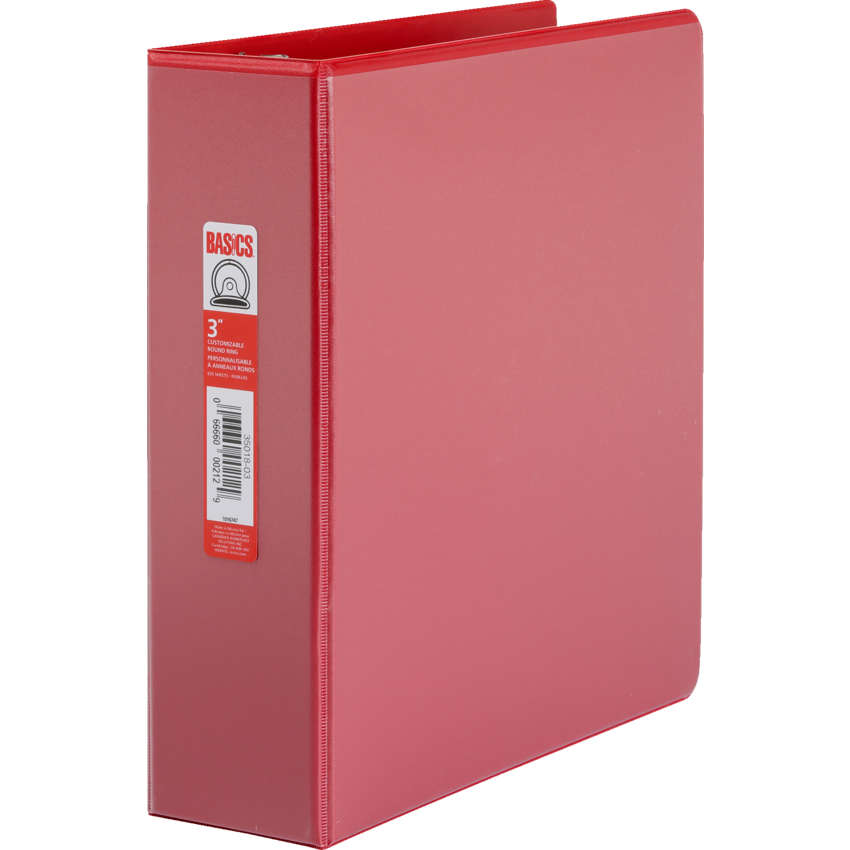 Basics® Customizable Round Ring Binder 3" Red