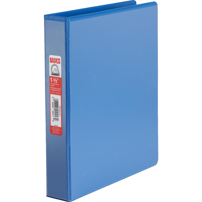 Basics® Customizable D-Ring Binder 1-1/2" Blue