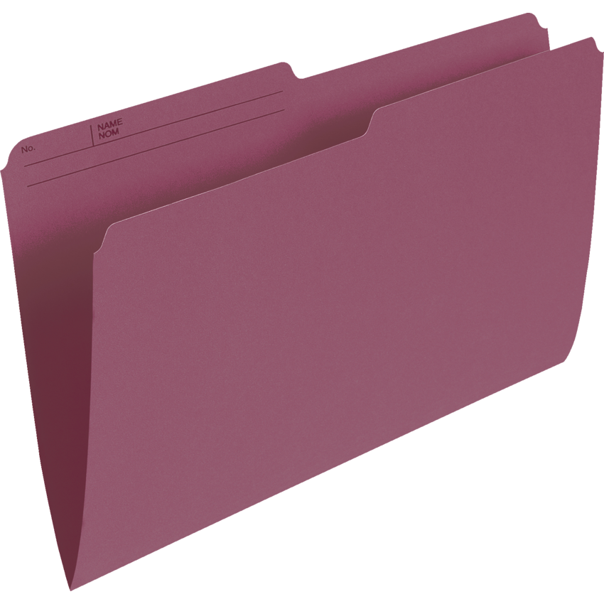 Basics® Coloured Reversible File Folders Legal Light Burgundy 100/box