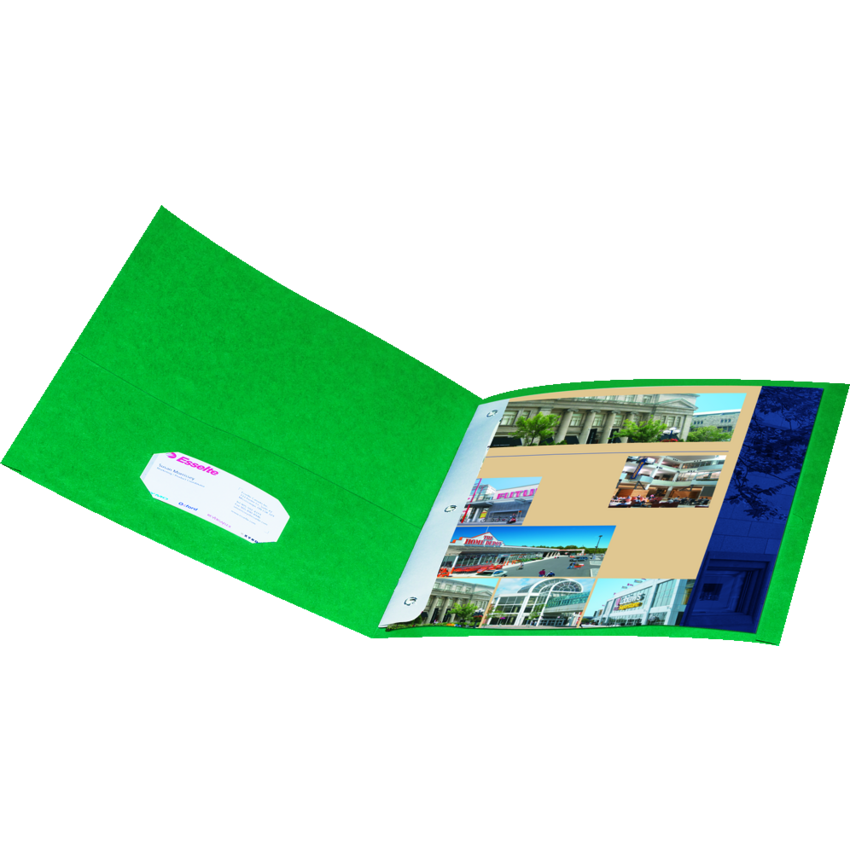 Oxford® Twin Pocket Portfolio with Tangs Letter Green