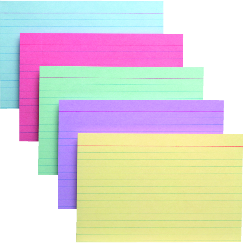 Oxford® Coloured Index Cards Ruled 4" x 6" Assorted Colours 100/pkg