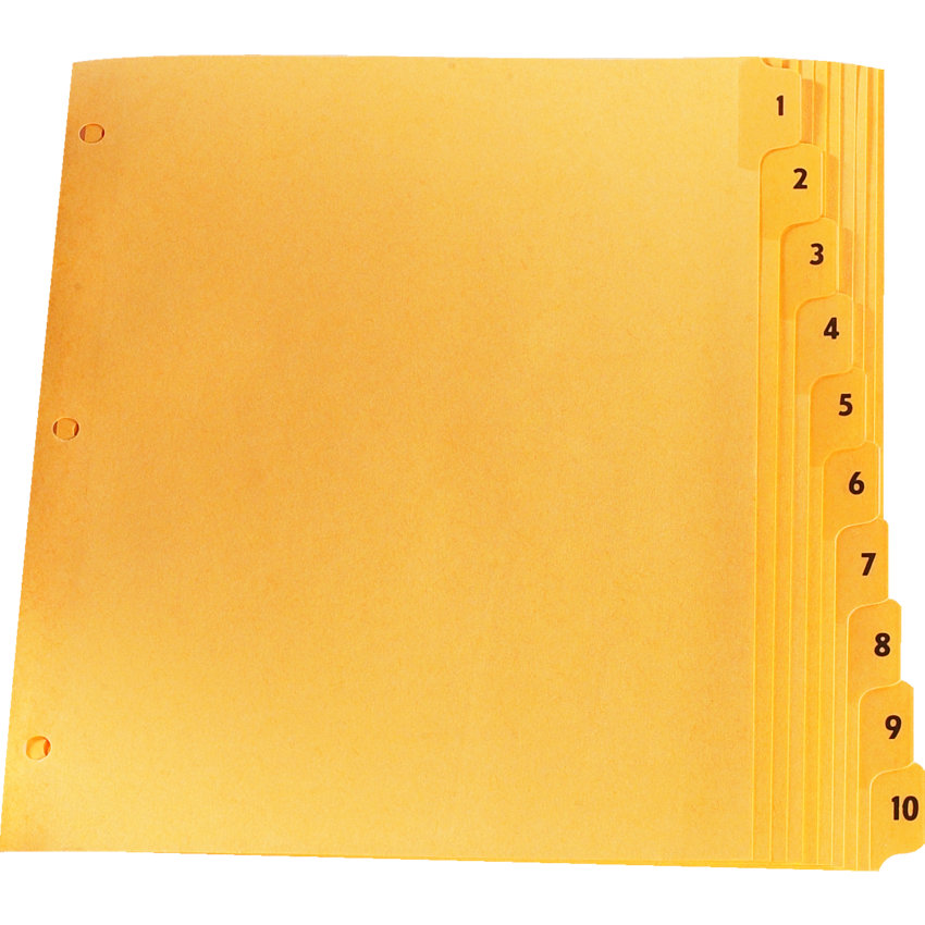 Oxford® Printed Tab Index Dividers 1-10  11" x 8-1/2" Buff