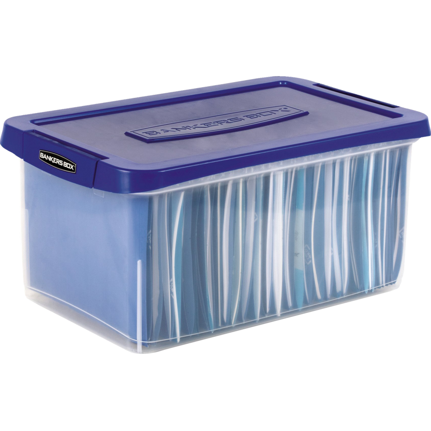 Bankers Box® Storage Box Heavy Duty Plastic Letter File Box 20" Clear/Blue