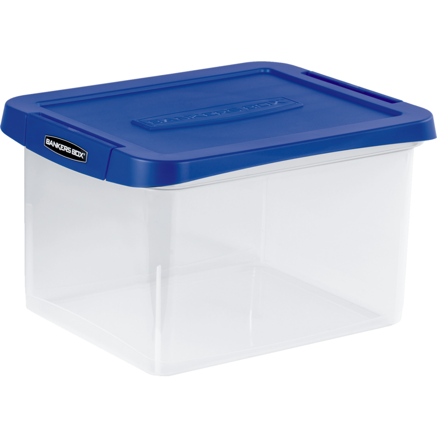 Bankers Box® Heavy-Duty Plastic Bin 29 L Clear/Blue