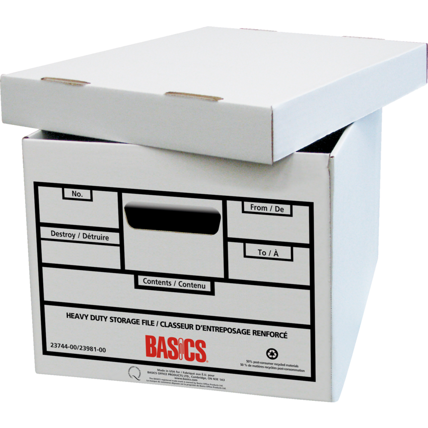 Basics® Quick Set-up Recycled Heavy Duty Storage Boxes 12" x 15" x 10" 12/ctn