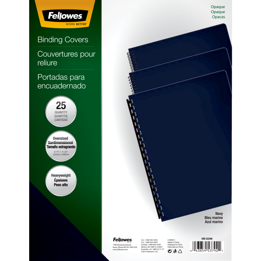 Fellowes® Futura™ Presentation Covers 11-1/4” x 8-3/4” Navy 25/pkg