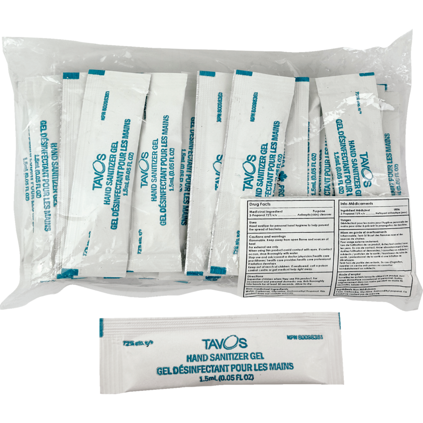 Tavos Hand Sanitizer Gel Packets 50/pkg