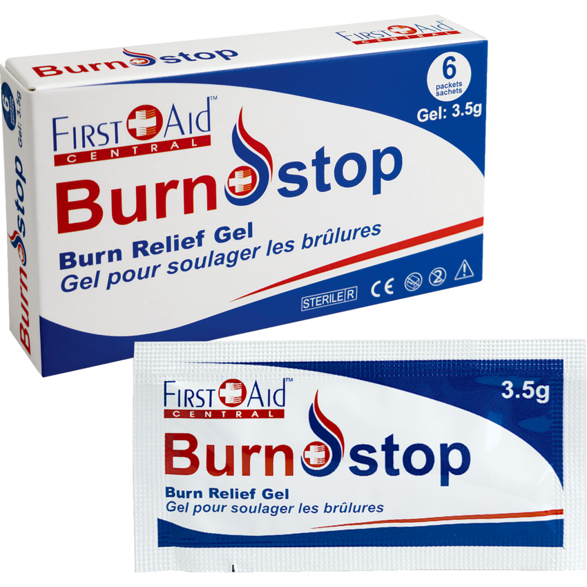 First Aid Central® Burn Stop Emergency Burn Gel Packs 3.5 g 6/box