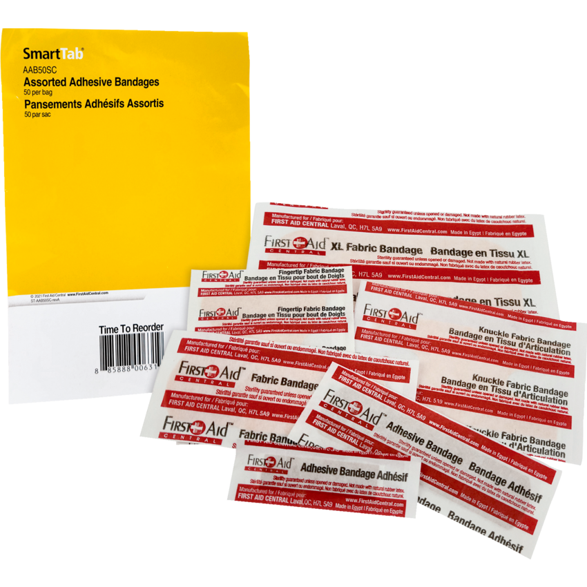 First Aid Central® SmartCompliance® Supplies Assorted Adhesive Bandages 50/pkg