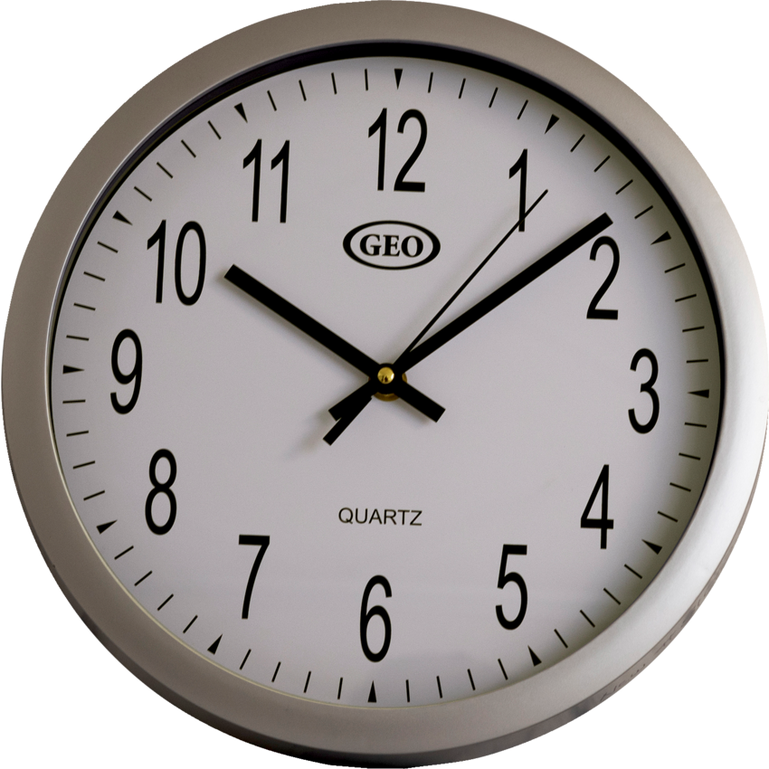 Geo Quartz Wall Clock 10" Round Chrome