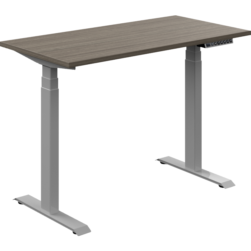Offices to Go® Newland™ Electric Height Adjustable Table 3-stage 46"W x 23"D x 22-3/5"-48-1/5"H Tungsten Base Absolute Acajou finish
