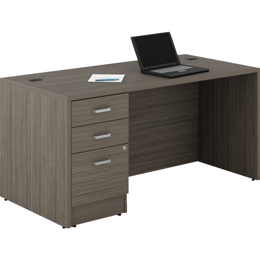 Offices to Go® Newland™ Single Pedestal Desk Box/Box/File 60"W x 29-7/10"D x 29-3/5"H Absolute Acajou finish