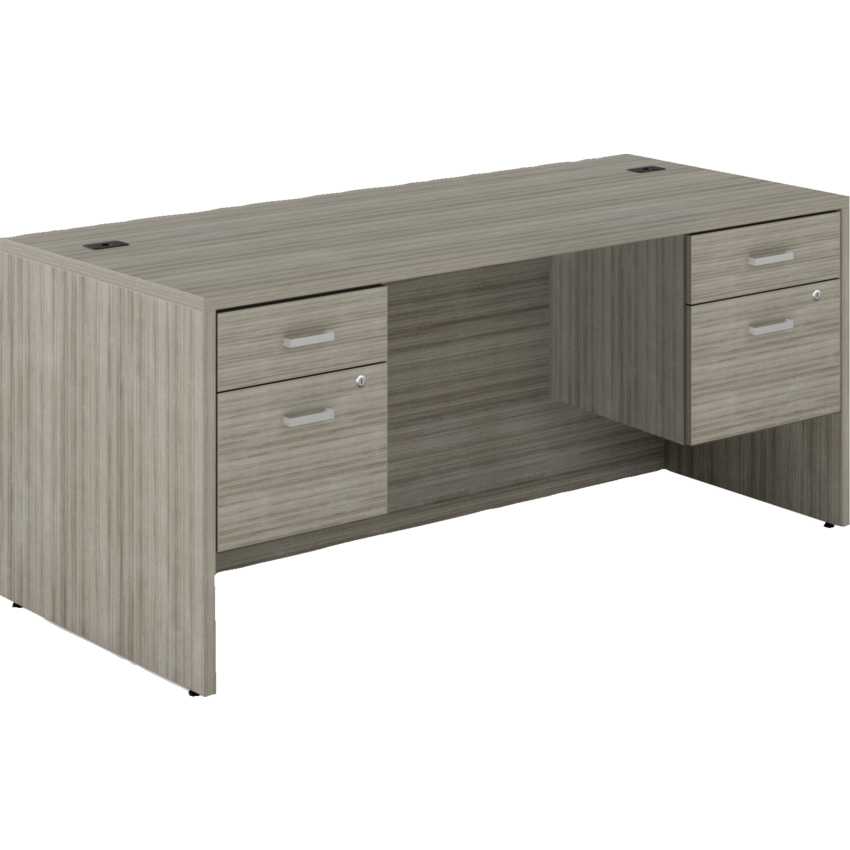 Offices to Go® Newland™ Double Pedestal Desk Hanging Box/File 72"W x 29-7/10"D x 29-3/5"H Noce Grigio finish