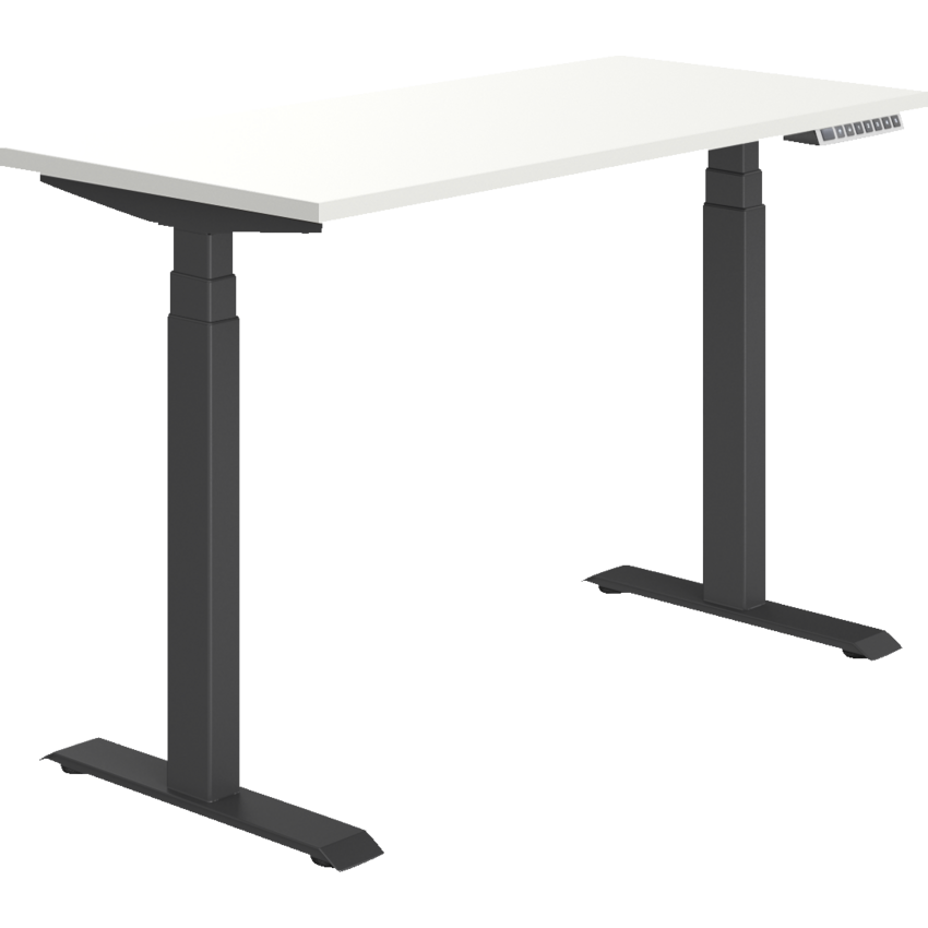 Offices to Go® Newland™ Electric Height Adjustable Table 3-stage 46"W x 23"D x 22-3/5"-48-1/5"H Designer White finish\Black base