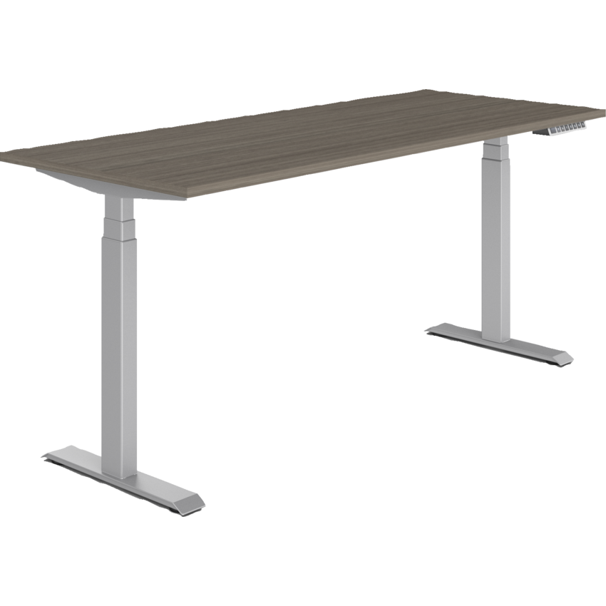 Offices to Go® Newland™ Electric Height Adjustable Table 3-stage 70"W x 23"D x 22-3/5"-48-1/5"H Tungsten Base Absolute Acajou finish