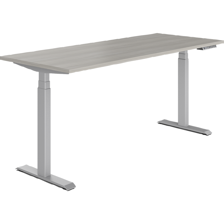 Offices to Go® Newland™ Electric Height Adjustable Table 3-stage 70"W x 23"D x 22-3/5"-48-1/5"H Tungsten Base Noce Grigio finish