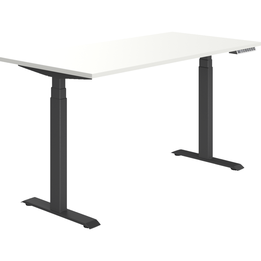 Offices to Go® Newland™ Electric Height Adjustable Table 3-stage 58"W x 29"D x 22-3/5"-48-1/5"H Designer White finish\Black base