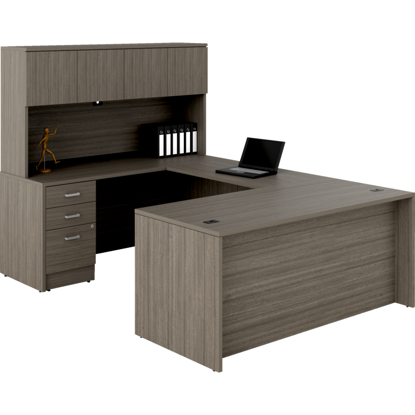 Offices To Go® Newland™ U-Shaped Suite 66"W x 96"D x 29-3/5"H Absolute Acajou finish