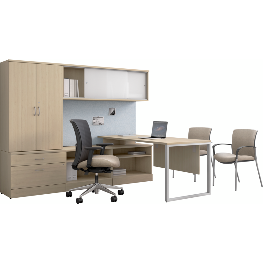 Global® Zira L-Shaped Suite 90"W x 52"D x 72"H Noce Biondo finish