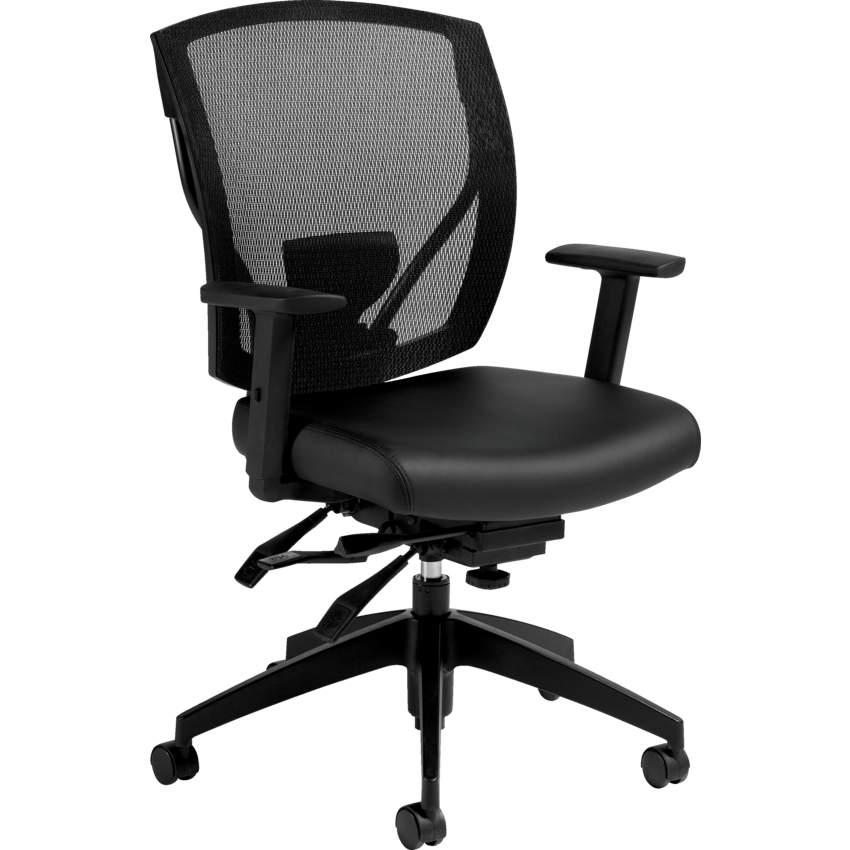 Offices to Go Ibex Mesh Medium Back Multi-Tilter Chair LuxPlus fabric Black