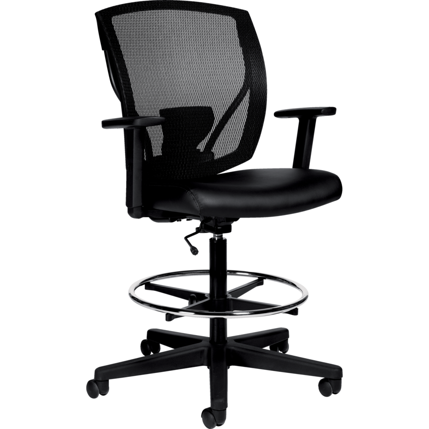 Offices to Go Ibex Drafting Task Stool Mesh Back and Upholstered Seat LuxPlus Black