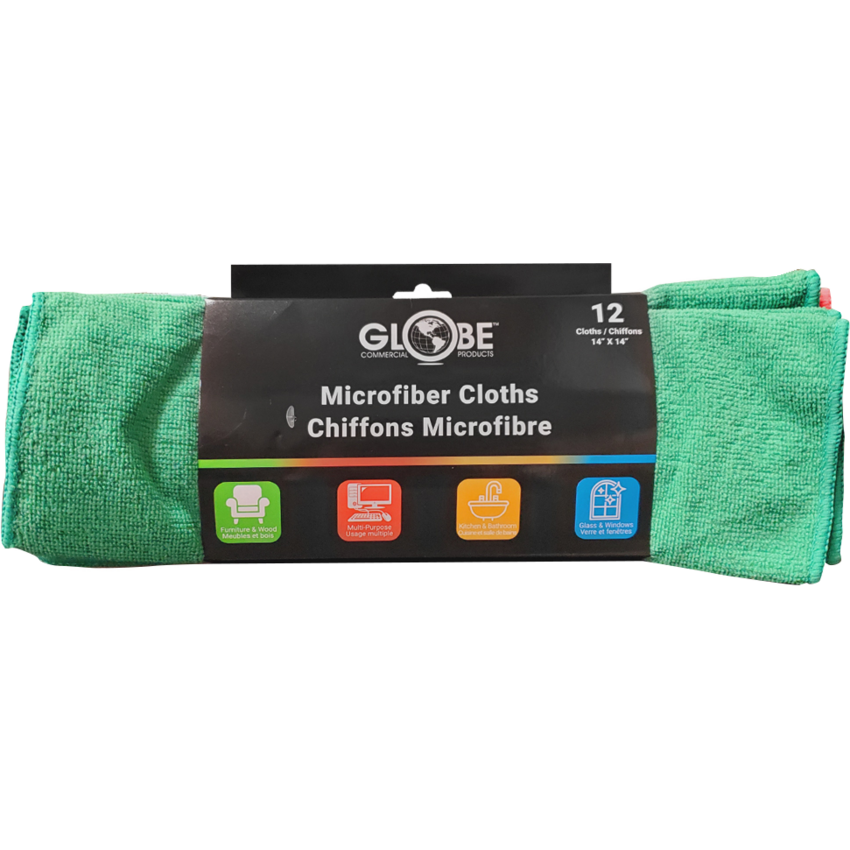 Globe™ Microfibre Cloth 14" x 14" Assorted Colours 12/pkg