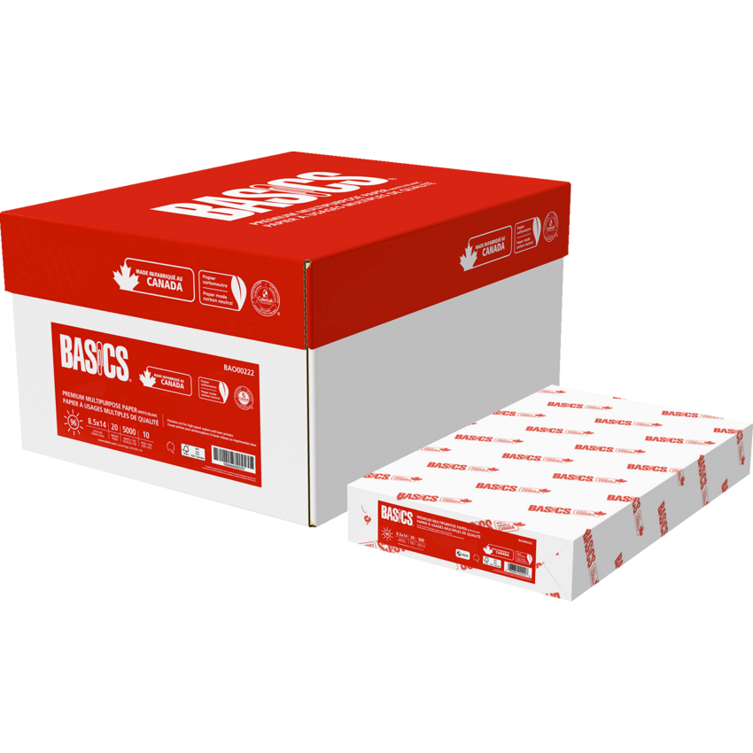 Basics® Premium Multipurpose Paper 96B 20lb Legal 500 sheets per package 10 packages/ctn