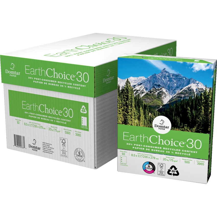 Domtar EarthChoice®30 Office Paper 3-Hole 8-1/2" x 11" 500 sheets/pkg
