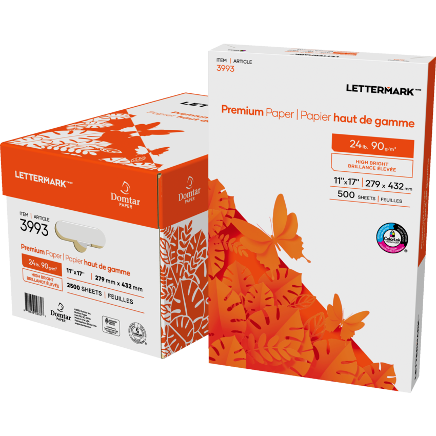 Domtar Lettermark™ Premium Paper 96B 24 lb 11" x 17" 500/pkg