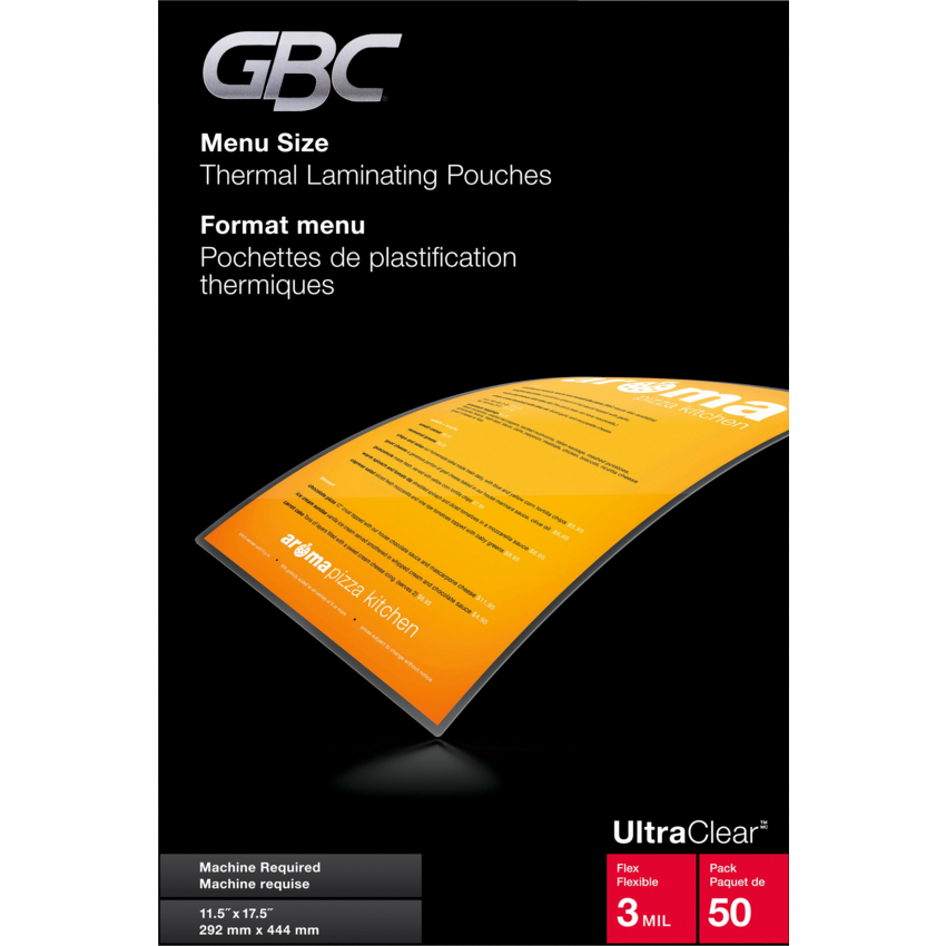 GBC® Ultra Clear™ Laminating Film Pouches 11-1/2" x 17-1/2" Menu Size 50/box