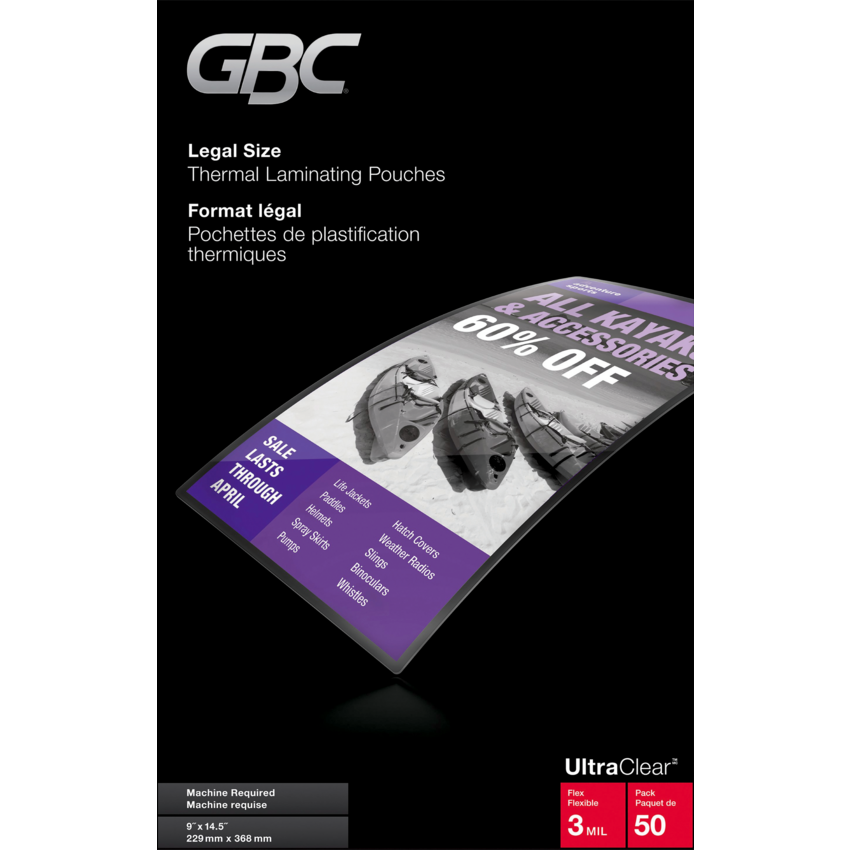 GBC® Ultra Clear™ Laminating Film Pouches 9" x 14-1/2" Legal 50/box