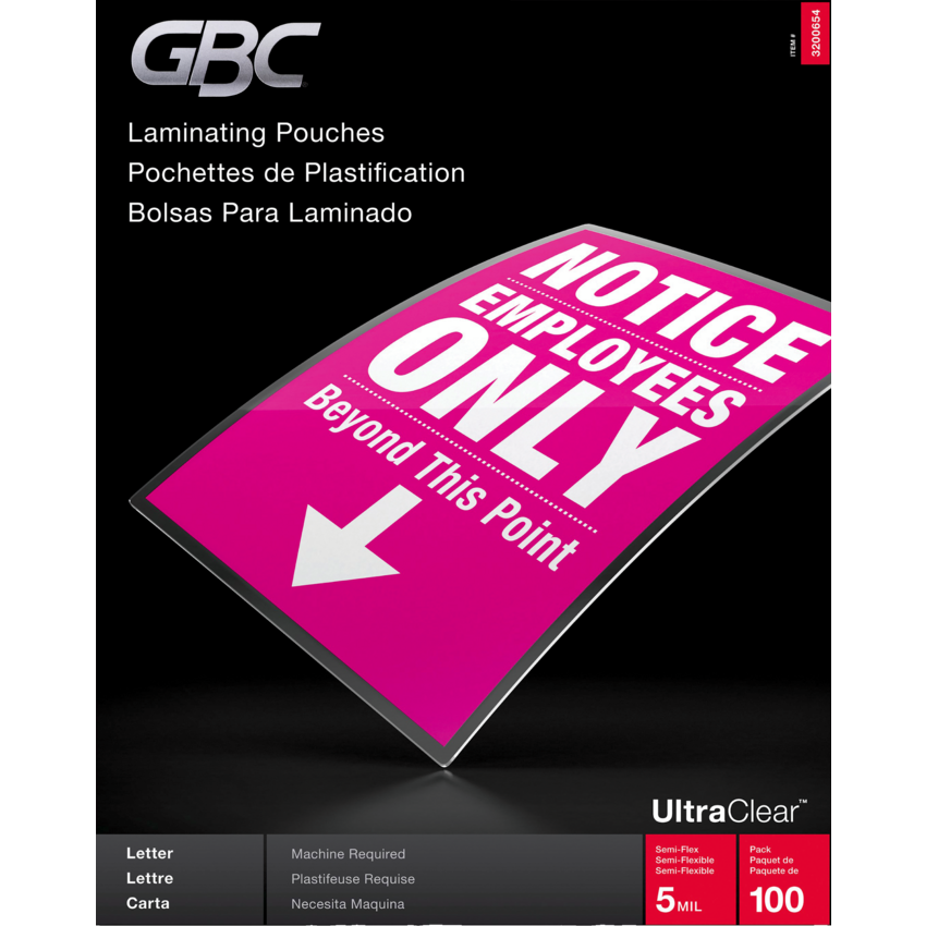 GBC® Ultra Clear™ Laminating Film Pouches 9" x 11-1/2" Letter 100/box
