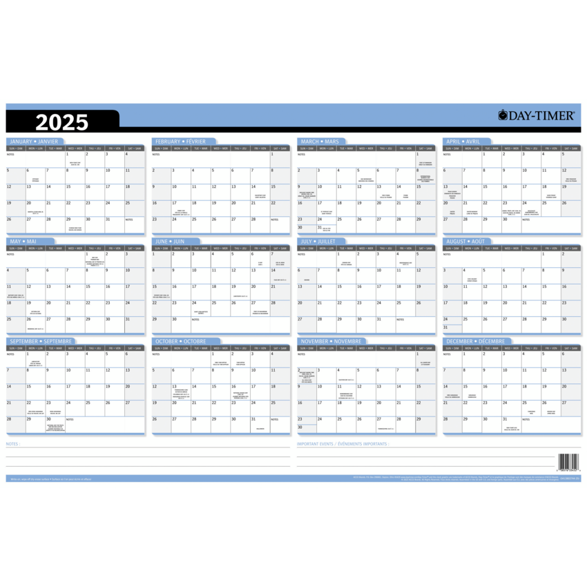 Day-Timer® Reversible Flexible Vertical/Horizontal Planner 24" x 36" Bilingual