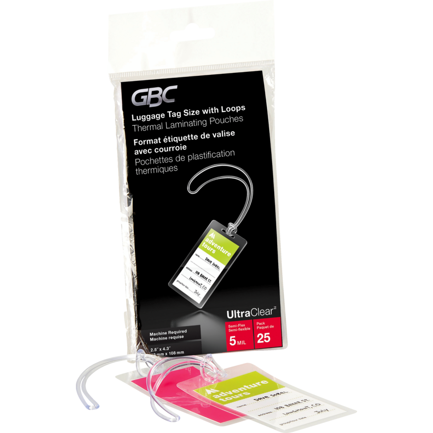 GBC® Ultra Clear™ Laminating Film Pouches Luggage Tag with Loop 25/box