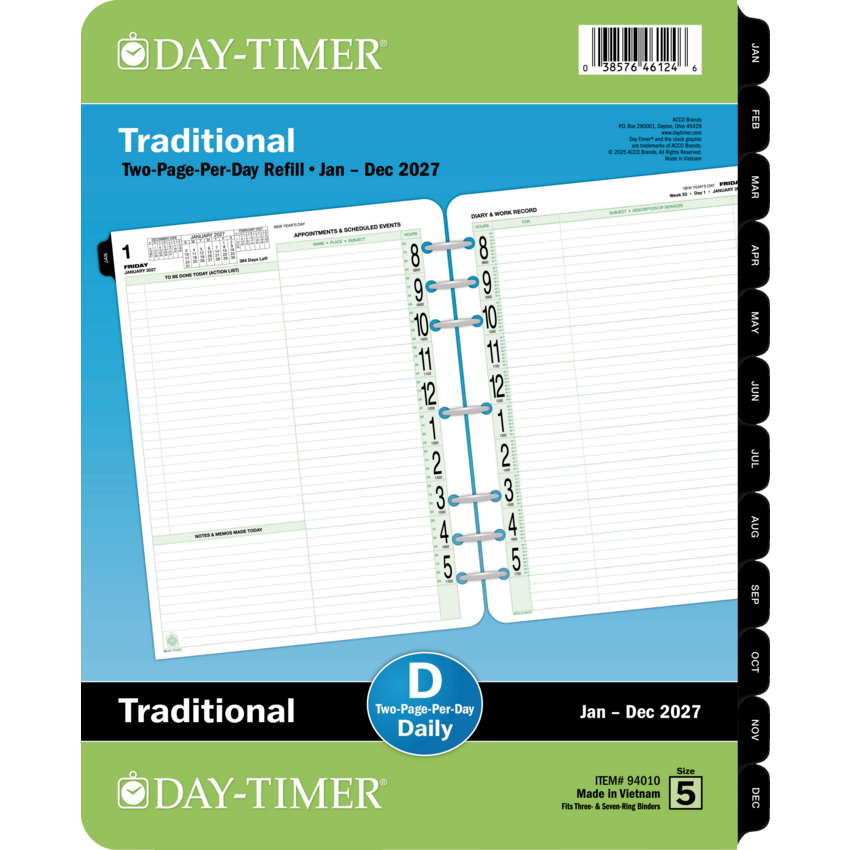Day-Timer® Refill Daily Folio Size 2PPD English