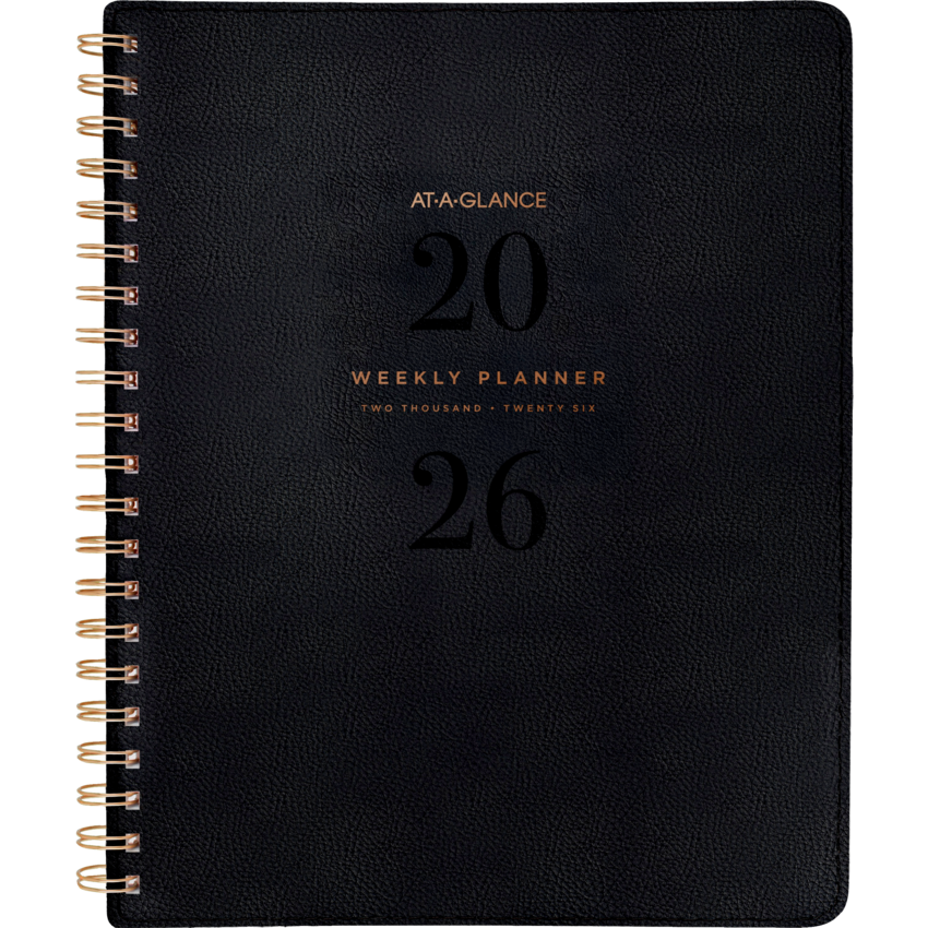 AT-A-GLANCE® Signature Collection Weekly/Monthly Planner 11-1/4" x 9" Bilingual Black
