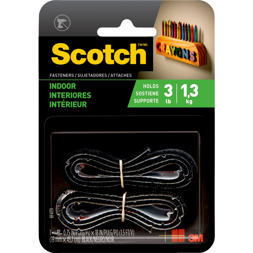 Scotch® Indoor Fasteners 3/4" x 18" Black