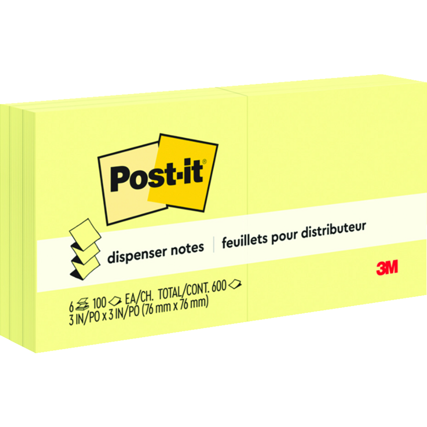 Post-it® Pop-up Notes 3" x 3" 100 sheets per pad Canary Yellow™ 6 pads/pkg